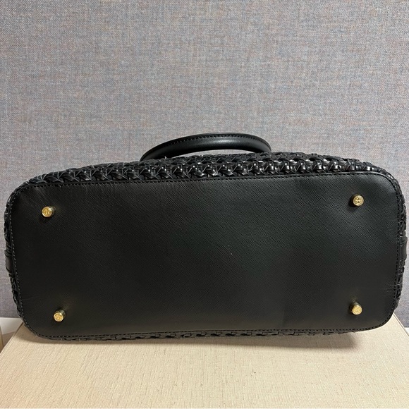 Tory Burch Robinson Basket-Weave Top Handle Black Satchel - Picture 4 of 12